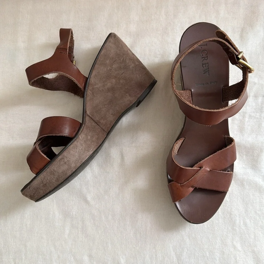 J. Crew Brown Leather Wedges - Picture 3 of 12